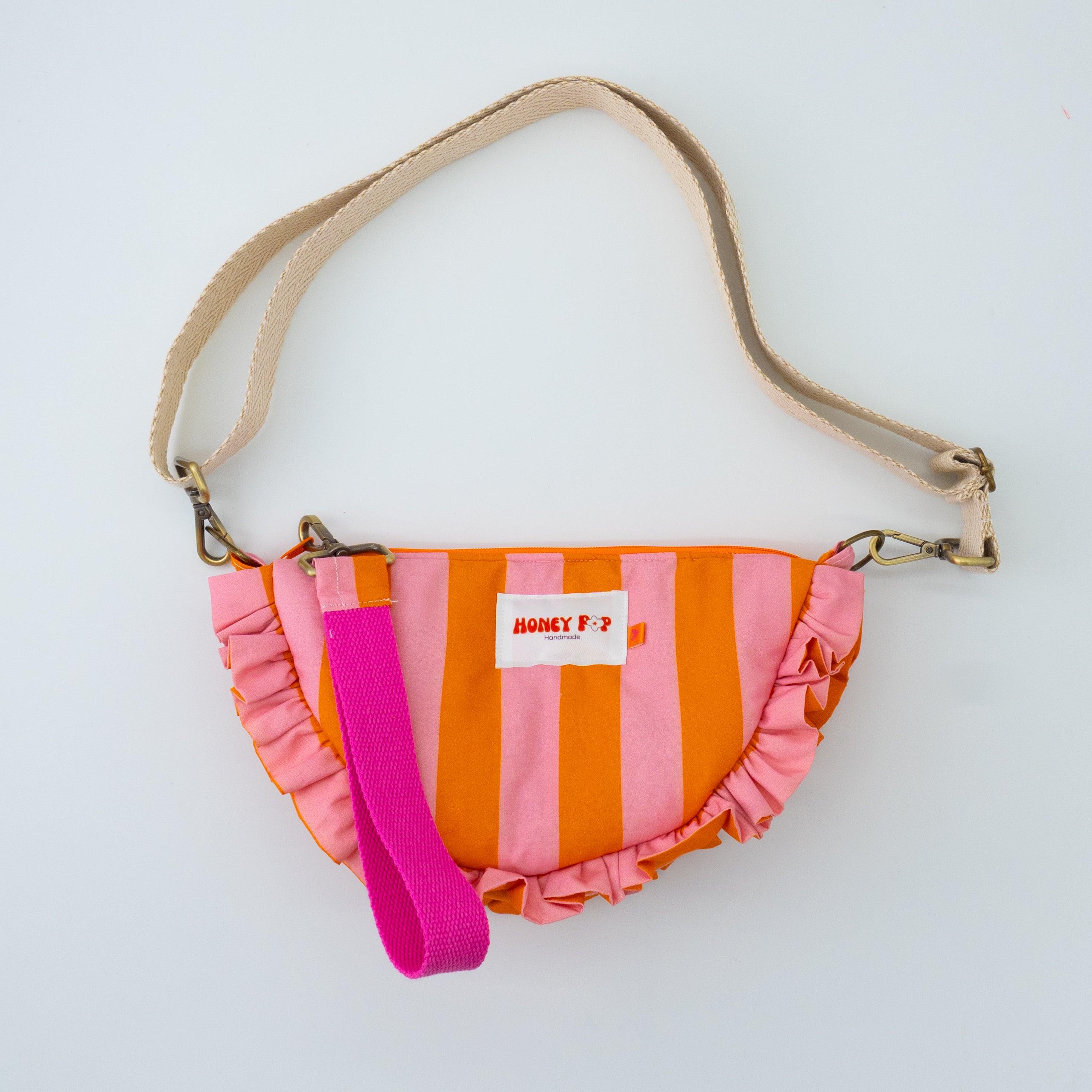 Mala Pipinha Riscas Laranja e rosa